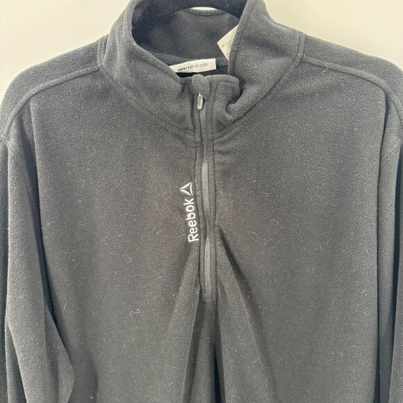 Reebok Mens Black 1/4 Zip Lightweight Fleece Pullover XL - Picture 2 of 6